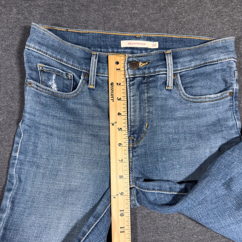 Levi's 312 Shaping Slim Jeans Women 26 Blue Denim Mid Rise Stretch Casual Mom - Picture 6 of 9